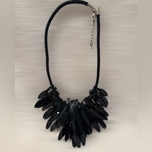 Black Faux Leather Goth Statements Necklace